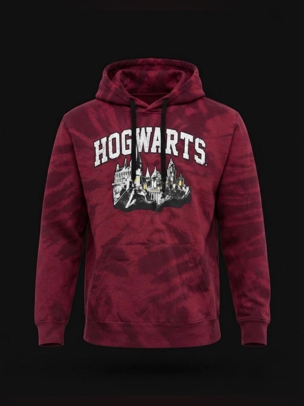 Harry Potter Hogwarts Maroon Tie Dye Pullover Hoodie Graphic Sweatshirt Size S